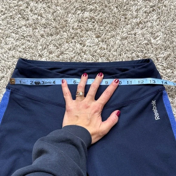 Reebok 7/8 Legging Mid Waist Stripped Blue size medium - Picture 9 of 11
